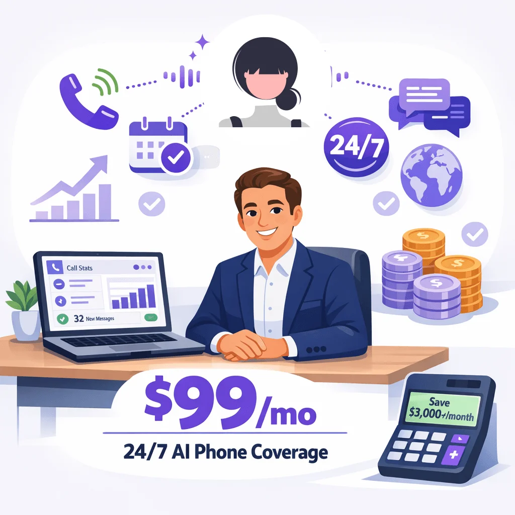 AI receptionist cost vs human receptionist comparison chart
