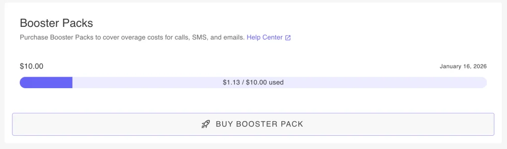 Booster pack credit system for plan overages