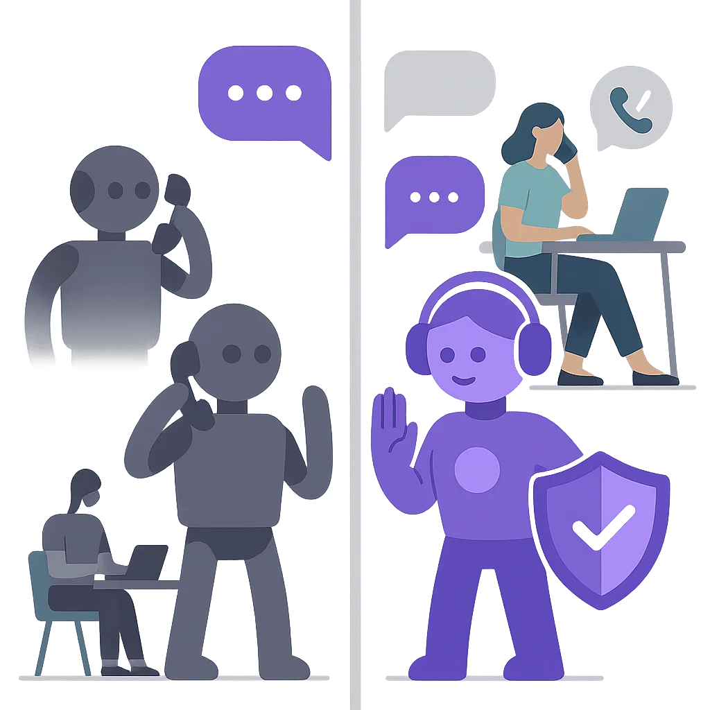 AI virtual assistant blocking robocalls and spam for businesses