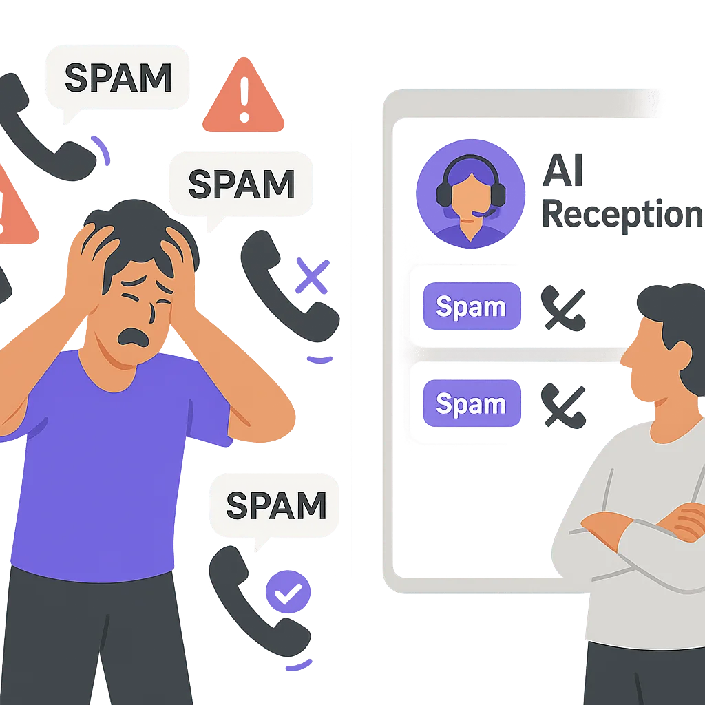 Robocall spam filtering with AI receptionist technology